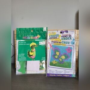 kids Craft kits Set of 2 Creatology Crocodile and Butterfly Cross Stitch